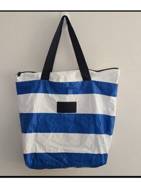 ALOHA Collection Day Tripper Tote Bag Blue White Striped New